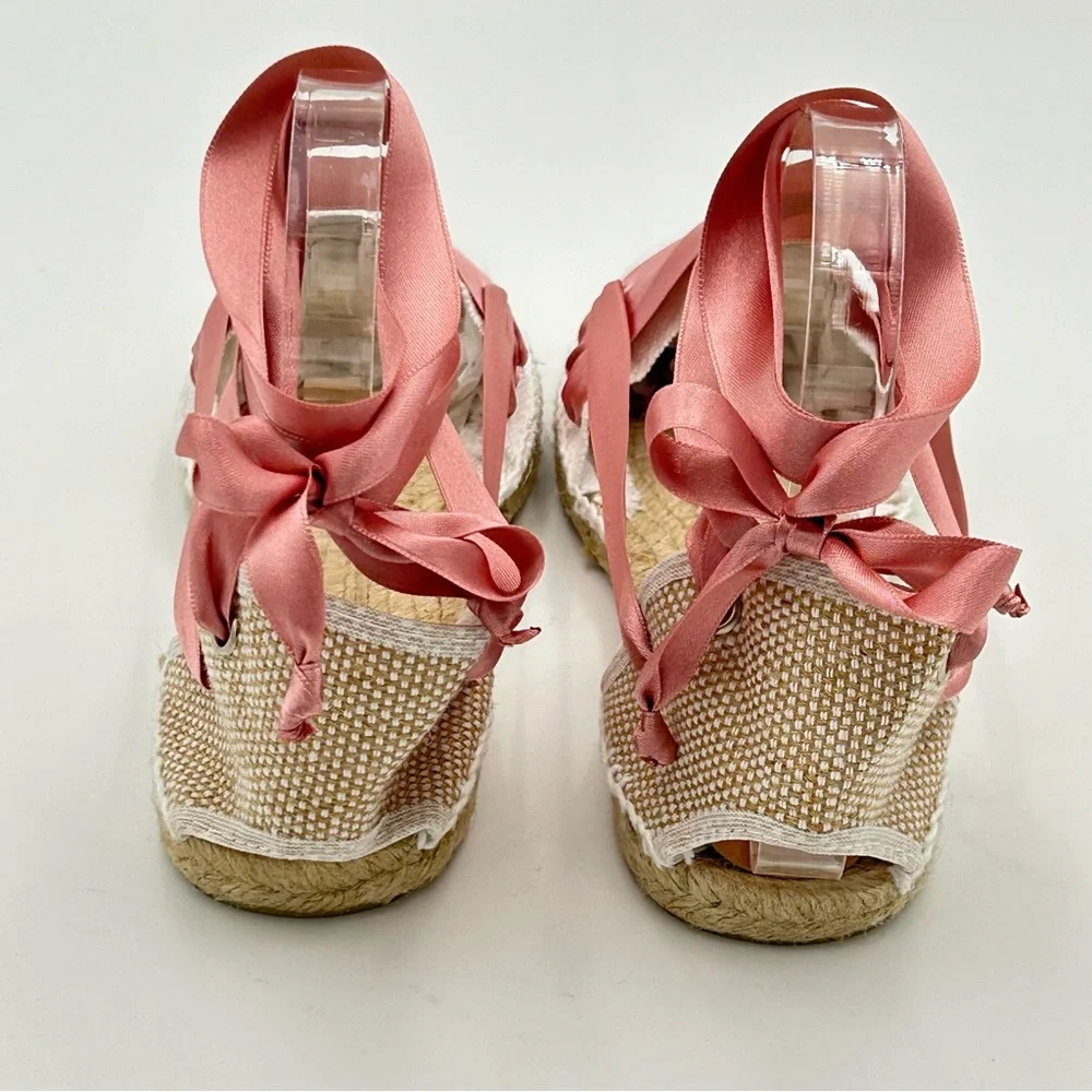 Artesania Espadrille Sandles Size 9‎ Strappy Satin Fairy Coquette Regency Ballet
